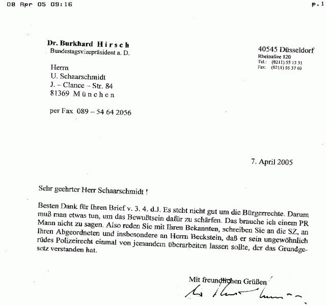Burkhard Hirsch Buergerrechte!