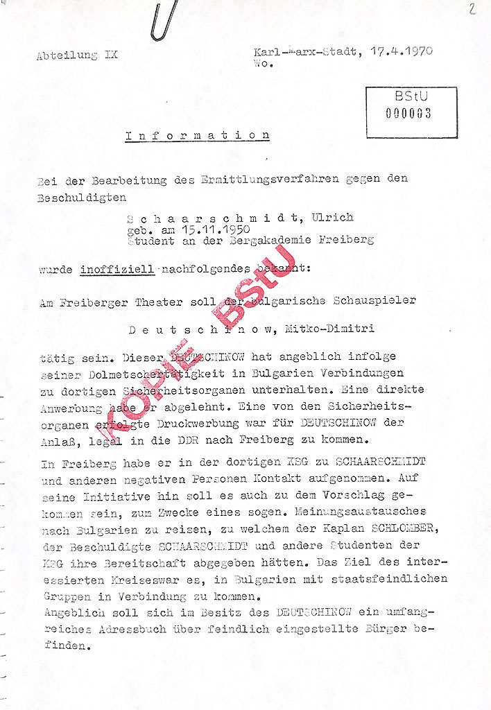 Mitko Deutschinow Kaplan Heinz Schlamber trip von Freiberg nach Sofia