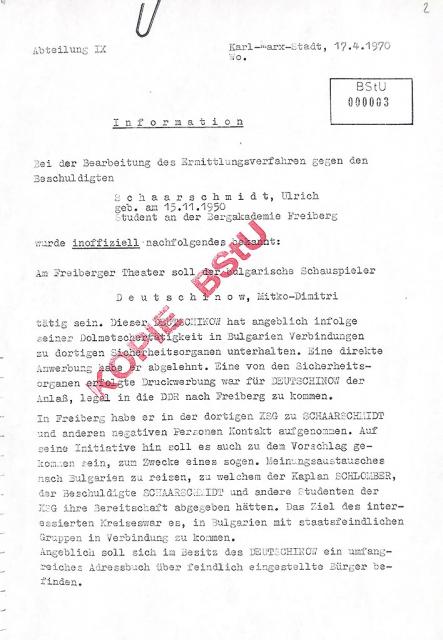 Mitko Deutschinow Kaplan Heinz Schlamber trip von Freiberg nach Sofia