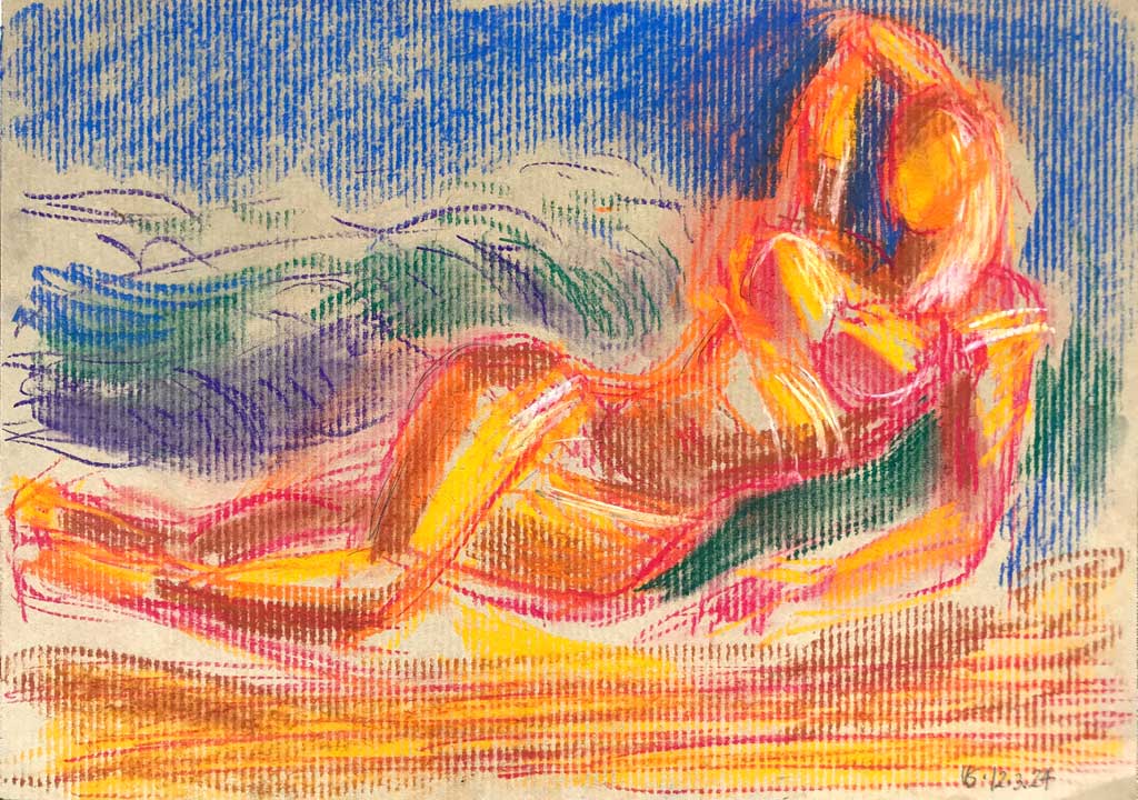 laying female nude study wunschlos in Algarve