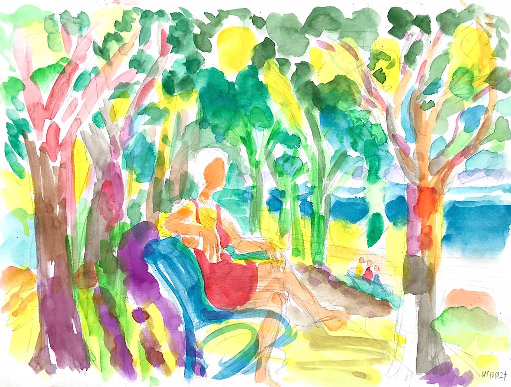 Bank am Ufer des Guadiana