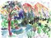 Loisach Aquarelle auf Fedrigoni Karton
